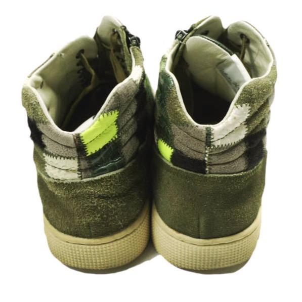 WHITE FLAGS ホワイトフラッグス Woodrow Olive Degicamo Patchwork ウッドロウ パッチワークサイドジップミドルカットスニーカー 28cm |  | 03