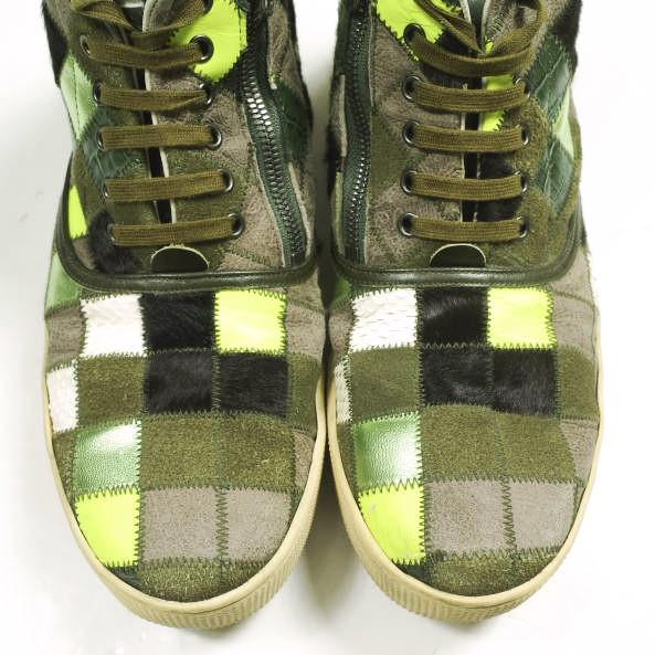 WHITE FLAGS ホワイトフラッグス Woodrow Olive Degicamo Patchwork ウッドロウ パッチワークサイドジップミドルカットスニーカー 28cm |  | 04