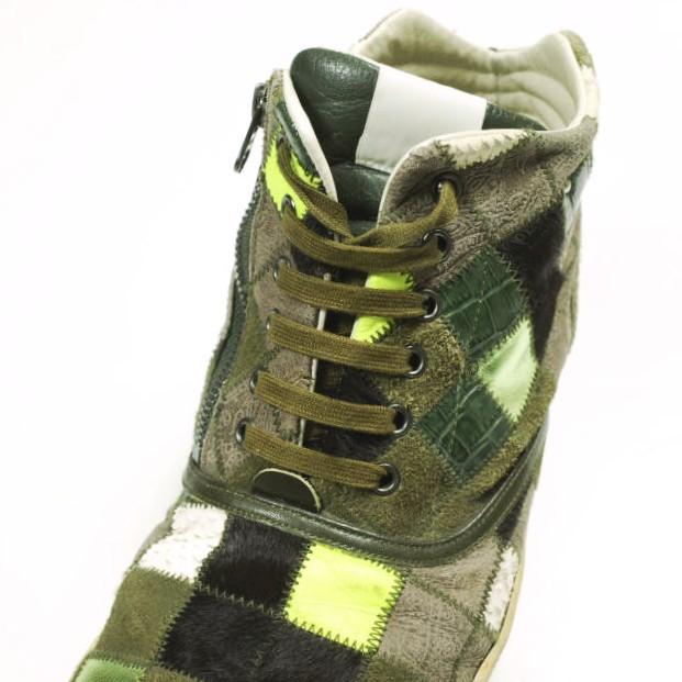 WHITE FLAGS ホワイトフラッグス Woodrow Olive Degicamo Patchwork ウッドロウ パッチワークサイドジップミドルカットスニーカー 28cm |  | 05