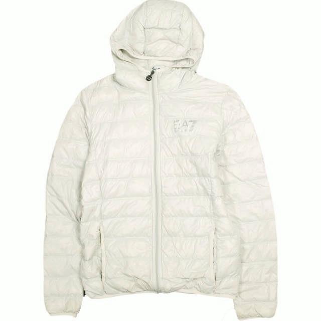 EMPORIO ARMANI EA7 エンポリオアルマーニ イーエーセブン フーデッド ダウンジャケット 8NPB02 PN29Z S GREIGE ライトダウン 軽量 ロゴ | 
