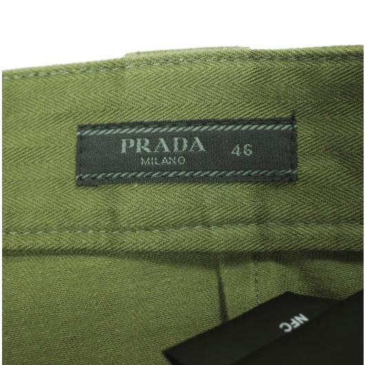 PRADA プラダ イタリア製 Chevron Cotton Loose-Fit Pants トライアングルロゴ コットンヘリンボーンパンツ SPH381 S000 14B5 46 OLIVE |  | 03