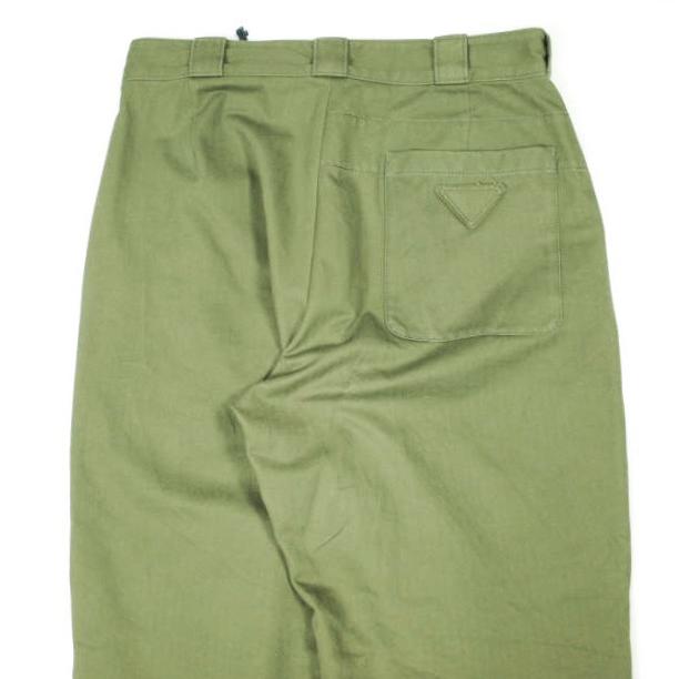 PRADA プラダ イタリア製 Chevron Cotton Loose-Fit Pants トライアングルロゴ コットンヘリンボーンパンツ SPH381 S000 14B5 46 OLIVE |  | 06