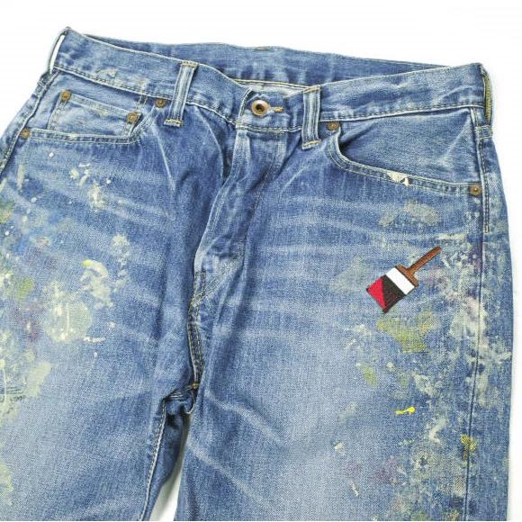 BRU NA BOINNE ブルーナボイン 日本製 落書きペイントデニムショーツ 1 Indigo ハケ ペンキ ショートパンツ ボタンフライ ボトムス g26645 |  | 03