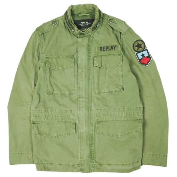 REPLAY リプレイ ワッペン付き M-65 ミリタリージャケット M8822 .000.82714G L OLIVE アーミー ファティーグ アウター g26662 | 