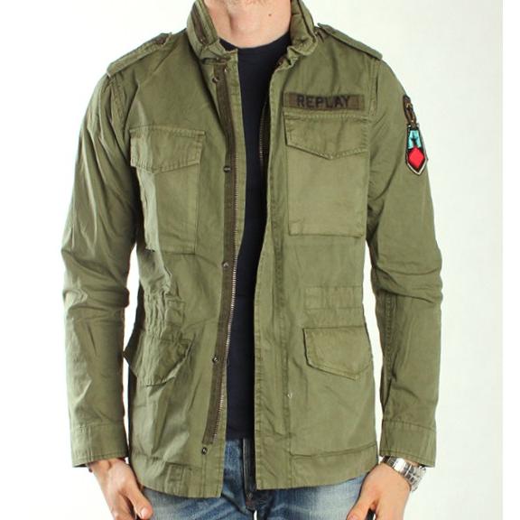 REPLAY リプレイ ワッペン付き M-65 ミリタリージャケット M8822 .000.82714G L OLIVE アーミー ファティーグ アウター g26662 |  | 02