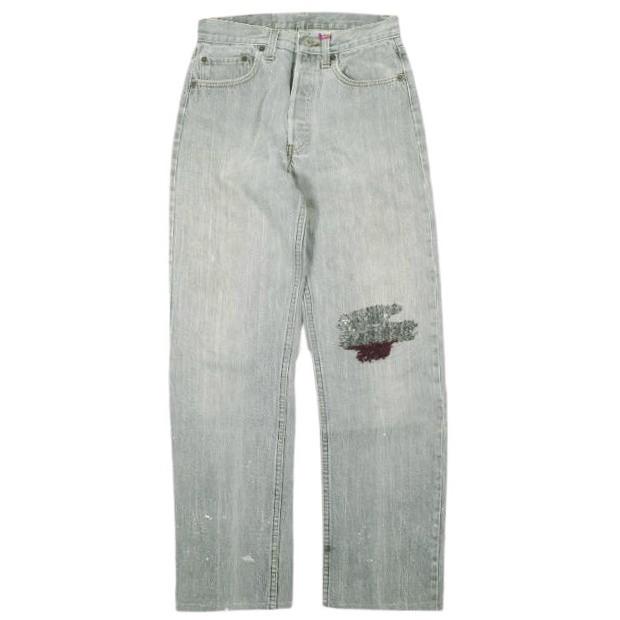PATRINIA パトリニア Hand Stitched Denim Pants 作業工程2h LEVI'Sリメイク ハンドステッチデニムパンツ W28 BLACK ボタンフライ ジーンズ | 