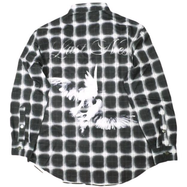 新品 LAST NEST ラストネスト 25AW Printed Flannel Shirts プリントフランネルシャツ L BLACK 長袖 チェック バックプリント g26689 |  | 01