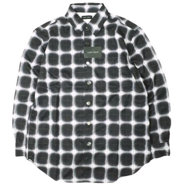 新品 LAST NEST ラストネスト 25AW Printed Flannel Shirts プリントフランネルシャツ M BLACK 長袖 チェック バックプリント g26692 | 