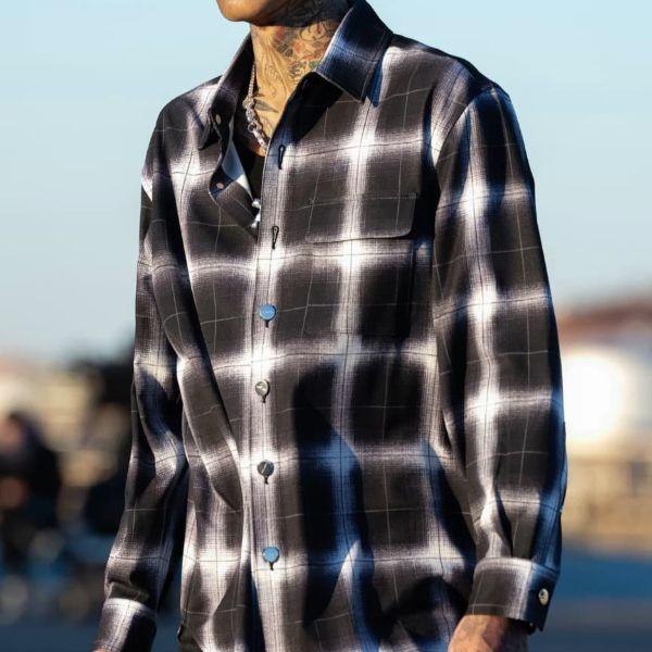 新品 LAST NEST ラストネスト 25AW Printed Flannel Shirts プリントフランネルシャツ M BLACK 長袖 チェック バックプリント g26692 |  | 02