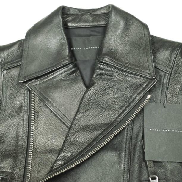 新品 REIJI HARIMOTO レイジハリモト 日本製 カウハイド レザーダブルライダースベスト 151V01900-01 34 BLACK ジレ 定価129,600円 g26694 |  | 03