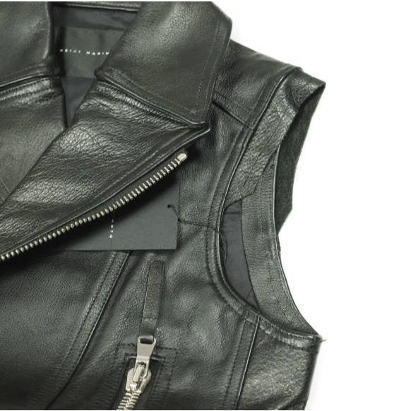 新品 REIJI HARIMOTO レイジハリモト 日本製 カウハイド レザーダブルライダースベスト 151V01900-01 34 BLACK ジレ 定価129,600円 g26694 |  | 04