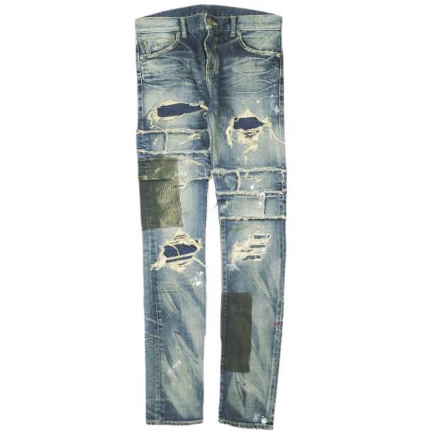 新品 NOVE ノーヴェ 日本製 Damaged Repaired Stretch Denim Pants skinny leg ダメージ＆リペア加工 スキニーデニムパンツ NPC-D024 28 | 