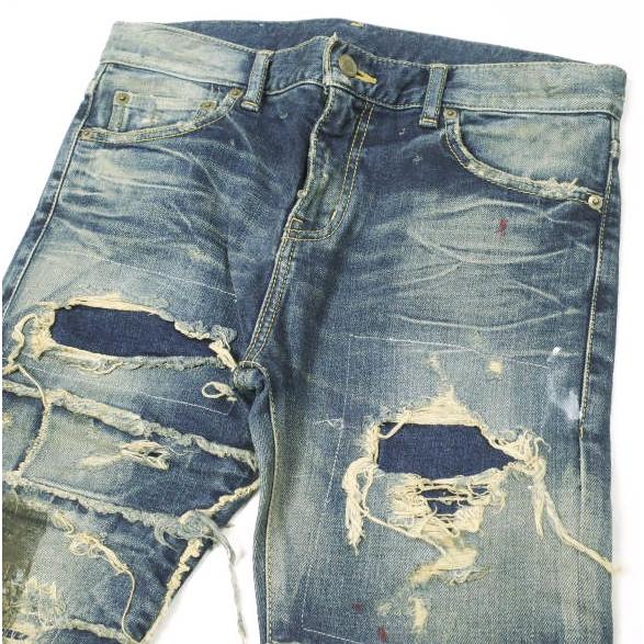 新品 NOVE ノーヴェ 日本製 Damaged Repaired Stretch Denim Pants skinny leg ダメージ＆リペア加工 スキニーデニムパンツ NPC-D024 28 |  | 04