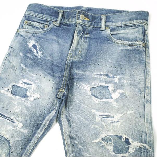 新品 NOVE ノーヴェ Damaged Repaired Stretch Denim Pants skinny leg ダメージ＆リペア加工 スキニーセルビッチデニムパンツ NRC-D028 28 |  | 03