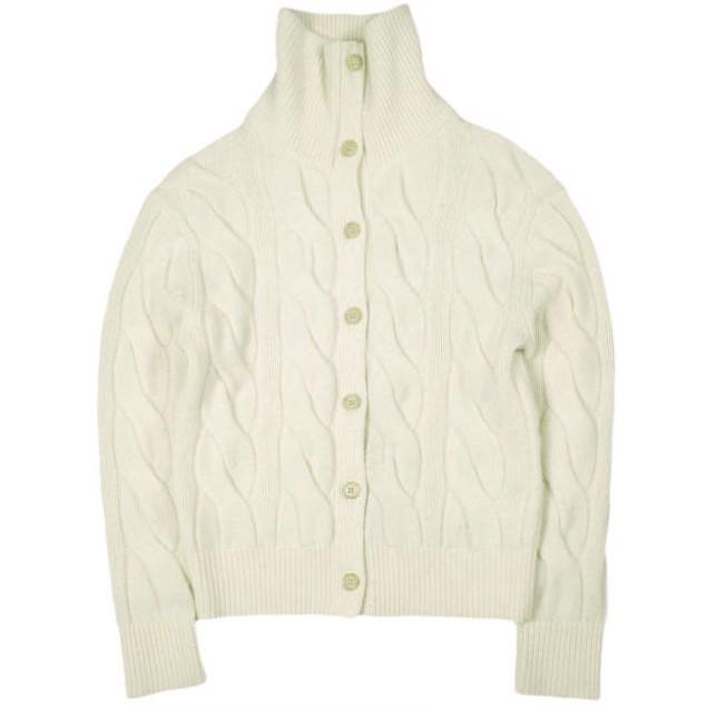 POLO RALPH LAUREN ポロ・ラルフローレン ケーブル ウールカシミヤ ファネルネックカーディガン XS OFF WHITE 定価58,300円 トップス | 