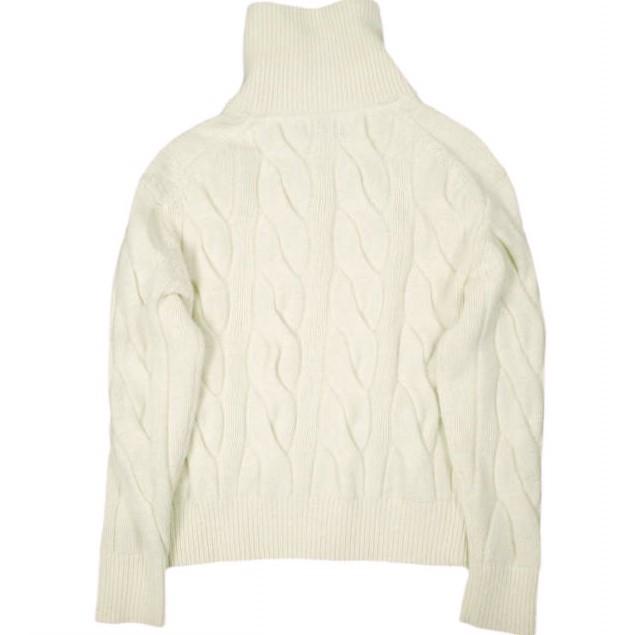 POLO RALPH LAUREN ポロ・ラルフローレン ケーブル ウールカシミヤ ファネルネックカーディガン XS OFF WHITE 定価58,300円 トップス |  | 01