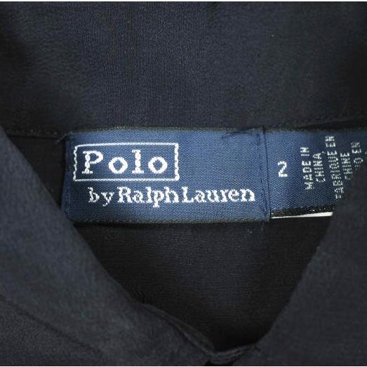 POLO RALPH LAUREN ポロ・ラルフローレン シルク クレープ プリーテッド シャツドレス 2 NAVY 半袖 ワンピース 定価86,900円 トップス |  | 03