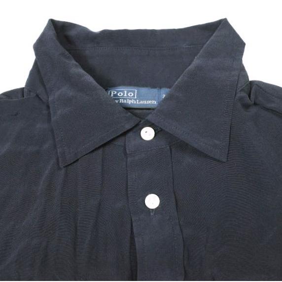 POLO RALPH LAUREN ポロ・ラルフローレン シルク クレープ プリーテッド シャツドレス 2 NAVY 半袖 ワンピース 定価86,900円 トップス |  | 04