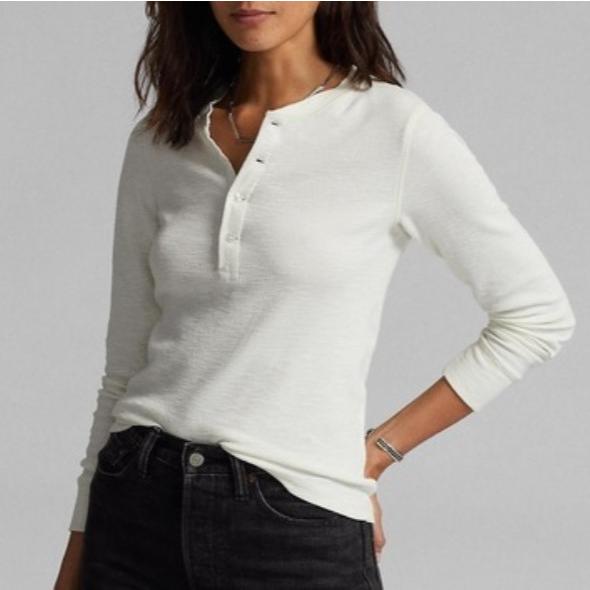 RRL ダブルアールエル ワッフルニット コットン ヘンリー 282663344001 １ NATURAL Double RL レディース サーマルカットソー トップス |  | 02
