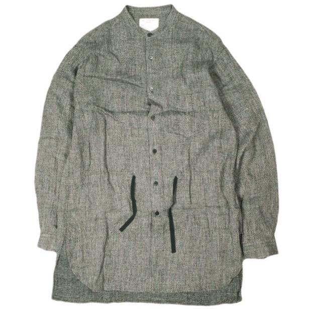 BLACKBIRD ブラックバード 24SS 日本製 LONG SHIRT リネンシルク バンドカラーロングシャツ B-003-S04 1 BLACK 長袖 WHITE ALBUM. トップス | 