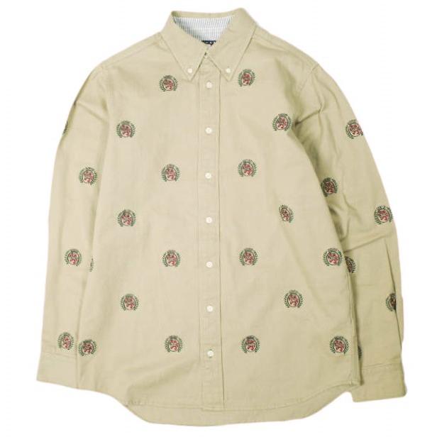 KITH NYC x TOMMY HILFIGER キスニューヨークシティ トミーヒルフィガー TWILL CREST WOVEN SHIRT ツイルクレストウーブンシャツ S BEIGE | 