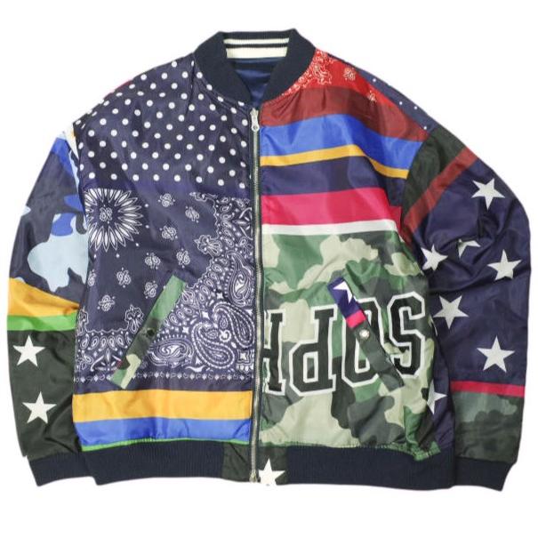 SOPHNET. ソフネット 日本製 REVERSIBLE SOUVENIR JACKET リバーシブルスーベニアジャケット SOPH-160020 M NAVY スカジャン ブルゾン | 