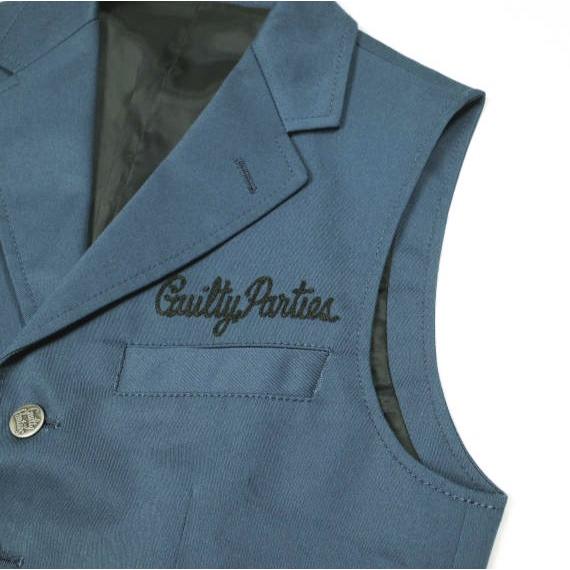 WACKO MARIA ワコマリア 日本製 UNCONSTRUCTED VEST(GUILTY PARTIES) チェーン刺繍 アンコンベスト S BLUE ジレ T/C テーラード トップス |  | 03