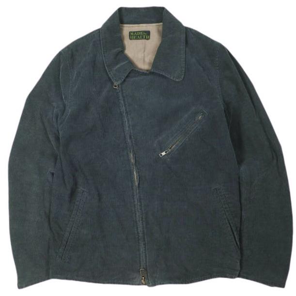 MADE by HEALTH メイドバイヘルス 日本製 リメイクコーデュロイダブルライダースジャケット S NAVY 解体 再構築 アウター g26770 | 