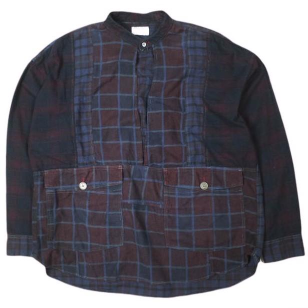 CHANGES チェンジーズ 日本製 Remake Flannel Shirt リメイクフランネルシャツ Free NAVY/PURPLE 解体 再構築 プルオーバー チェック | 
