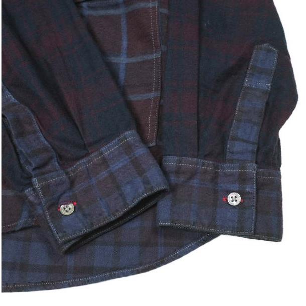 CHANGES チェンジーズ 日本製 Remake Flannel Shirt リメイクフランネルシャツ Free NAVY/PURPLE 解体 再構築 プルオーバー チェック |  | 04