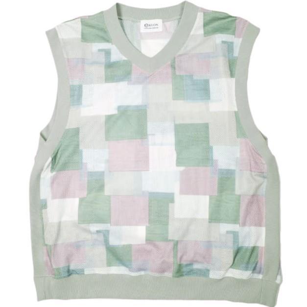 KUON クオン 22SS 日本製 BORO PRINTED MESH VEST 襤褸プリント メッシュベスト M WHITE ジレ 久遠 ノースリーブ Tシャツ トップス g26776 | 