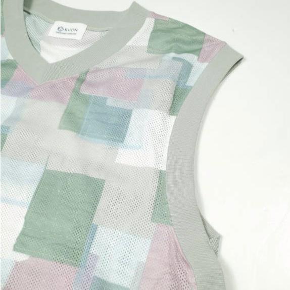 KUON クオン 22SS 日本製 BORO PRINTED MESH VEST 襤褸プリント メッシュベスト M WHITE ジレ 久遠 ノースリーブ Tシャツ トップス g26776 |  | 04