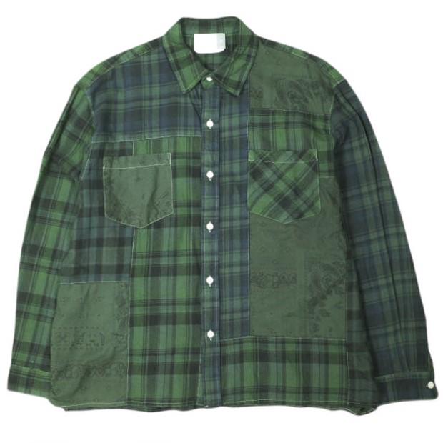 KITH NYC キスニューヨークシティ 23SS Patchwork Berkeley Buttondown Shirt パッチワークチェックシャツ L Conifer 長袖 ペイズリー | 