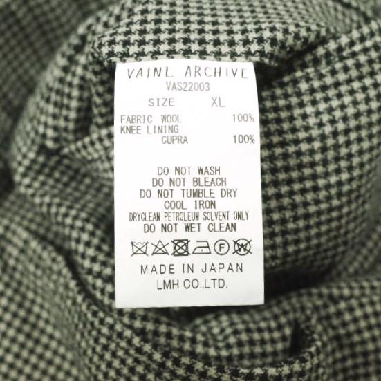 VAINL ARCHIVE ヴァイナルアーカイブ 日本製 EASY-PT ハウンドトゥースチェック 1タックテーパードイージーパンツ VAS22003 XL GRAY/BLACK |  | 07