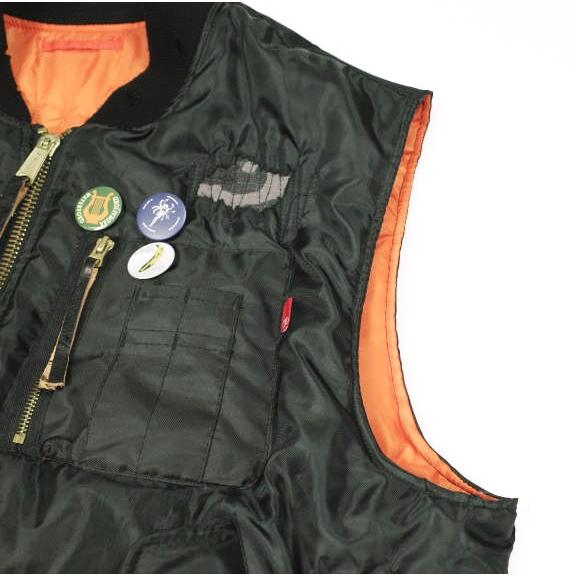RESURRECTION13 リザラクション13 25AW MA-1 VEST ダメージ＆リペア加工 フライトベスト L BLACK 中綿 ピンバッチ アウター g26792 |  | 05
