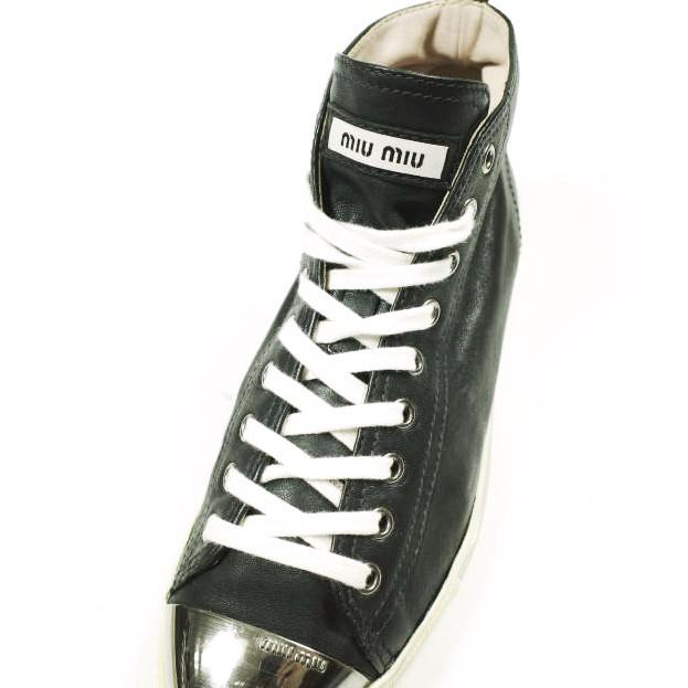 MIU MIU ミュウミュウ メタリックトゥ スムースレザー ミドルカットスニーカー 5T9556 38(25cm) BLACK スニーカー シューズ g26864 |  | 05