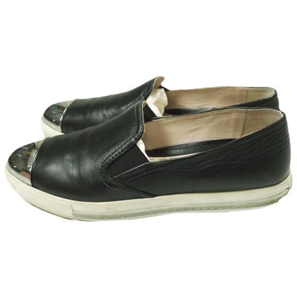 MIU MIU ミュウミュウ メタリックトゥ レザースリッポン 5S9563 38(25cm) BLACK サイドゴア スニーカー シューズ g26865 |  | 01