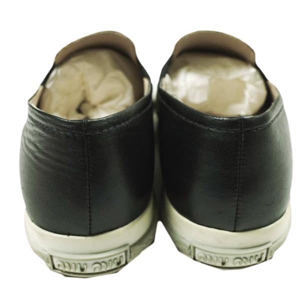 MIU MIU ミュウミュウ メタリックトゥ レザースリッポン 5S9563 38(25cm) BLACK サイドゴア スニーカー シューズ g26865 |  | 03