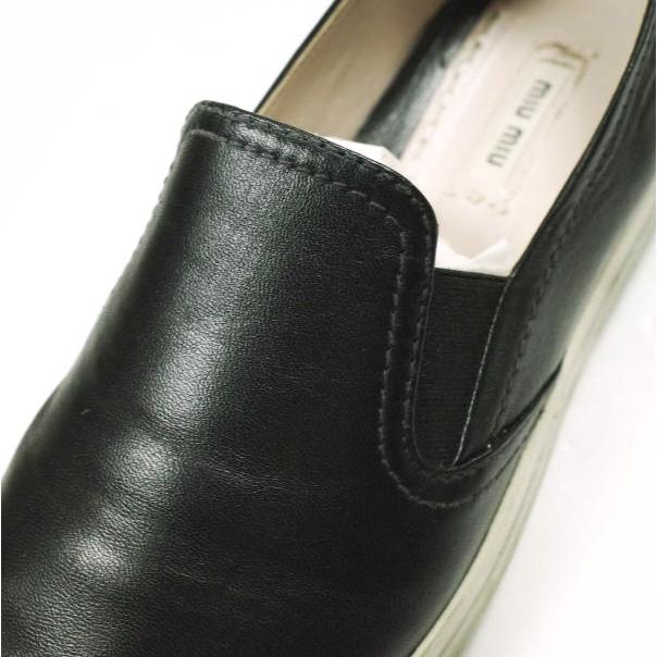 MIU MIU ミュウミュウ メタリックトゥ レザースリッポン 5S9563 38(25cm) BLACK サイドゴア スニーカー シューズ g26865 |  | 05