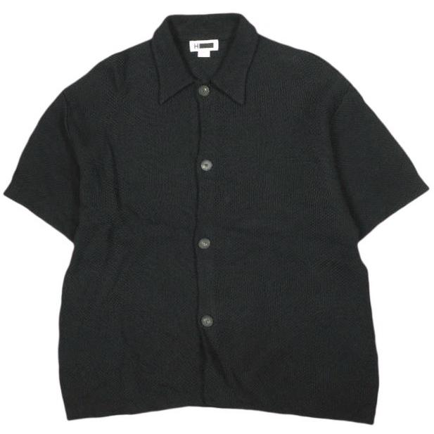H BEAUTY＆YOUTH エイチ ビューティーアンドユース ギマコットン リンクス ニットシャツ 1228-105-0176 S BLACK 半袖 トップス g26884 | 