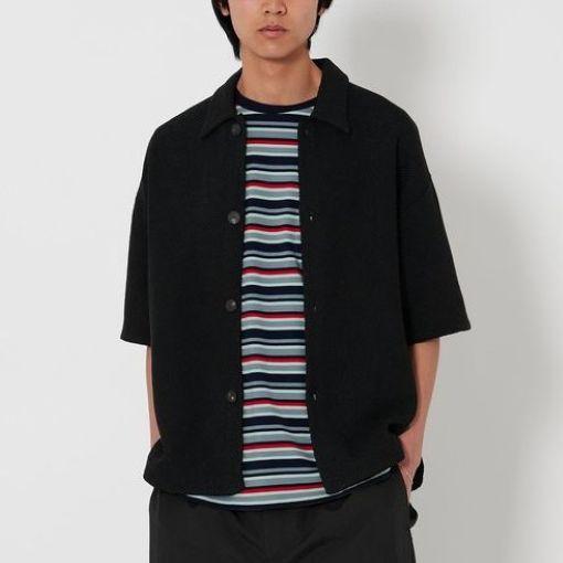 H BEAUTY＆YOUTH エイチ ビューティーアンドユース ギマコットン リンクス ニットシャツ 1228-105-0176 S BLACK 半袖 トップス g26884 |  | 02