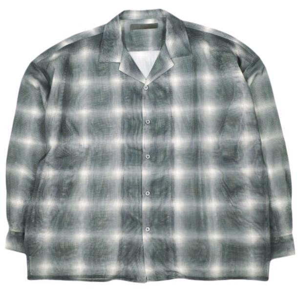 Danke Schon ダンケシェーン 25SS OMBRE CHECK MESH LONG SLEEVE SHIRT オンブレチェックメッシュロングスリーブシャツ BLACK GRAY 開襟 | 