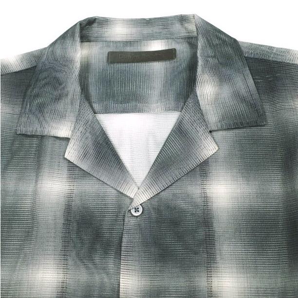 Danke Schon ダンケシェーン 25SS OMBRE CHECK MESH LONG SLEEVE SHIRT オンブレチェックメッシュロングスリーブシャツ BLACK GRAY 開襟 |  | 04