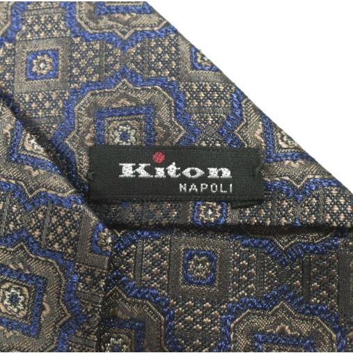 KITON キートン イタリア製 小紋柄シルクネクタイ BLUE/GRAY g26988 |  | 05