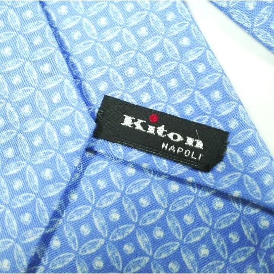 KITON キートン イタリア製 小紋柄プリント シルクリネンネクタイ BLUE g26990 |  | 05