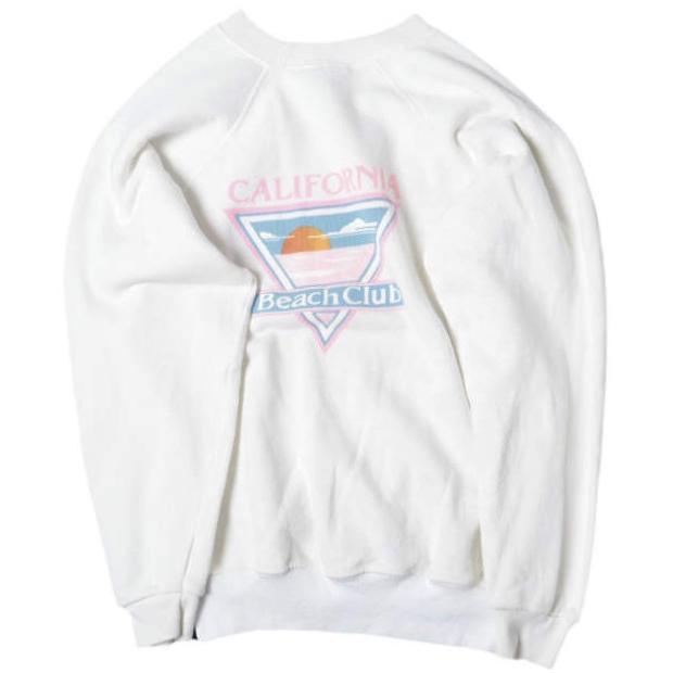 HANES ヘインズ 80s-90s CALIFORNIA BEACH CLUB ラグランスウェット S WHITE トレーナー 裏起毛 ヴィンテージ トップス g27026 | 