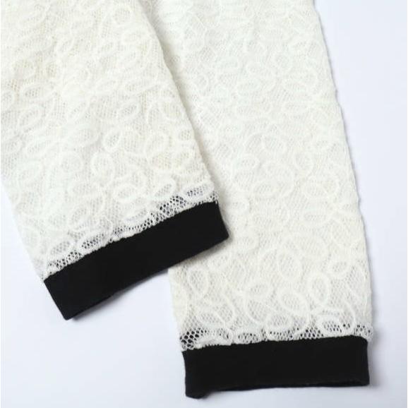 SIMONE WILD シモーネワイルド 25AW ドイツ製 LACE TRIKOT スキッパーネック レースポロシャツ M OFF WHITE/BLACK 長袖 ブラウス トップス |  | 04