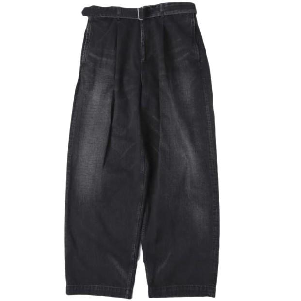 新品 Graphpaper グラフペーパー 25SS SELVAGE DENIM BELTED PANTS サルベージデニムベルテッドパンツ GU251-40192DB 2 BLACK DARK FADE | 