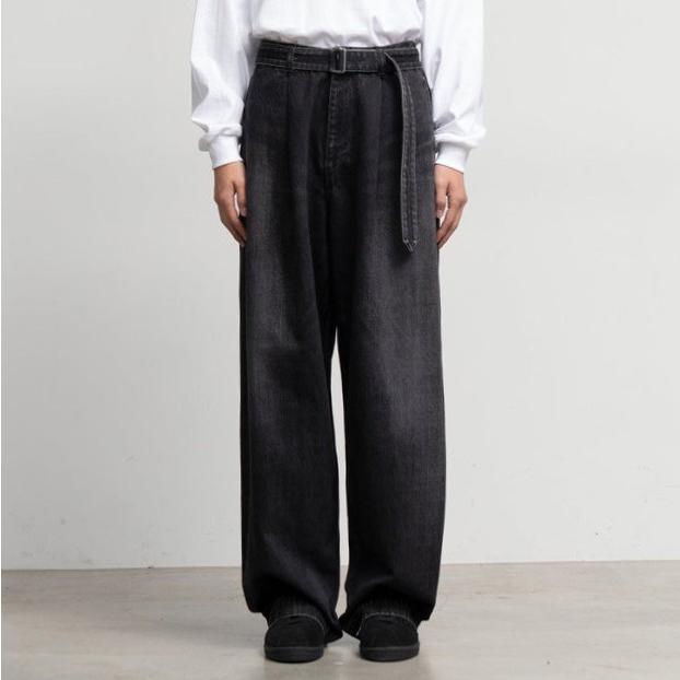 新品 Graphpaper グラフペーパー 25SS SELVAGE DENIM BELTED PANTS サルベージデニムベルテッドパンツ GU251-40192DB 2 BLACK DARK FADE |  | 02