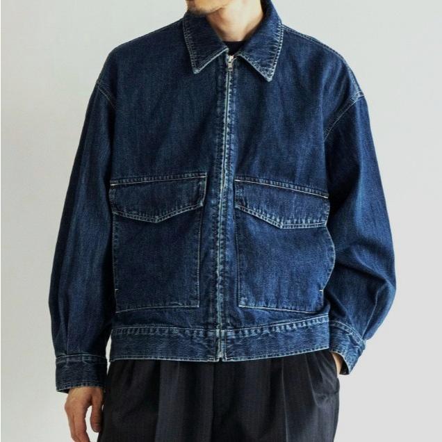 新品 Graphpaper グラフペーパー 25AW SELVAGE DENIM ZIP JACKET サルベージデニムジップジャケット GM253-20056DB 2 INDIGO DARK FADE |  | 02